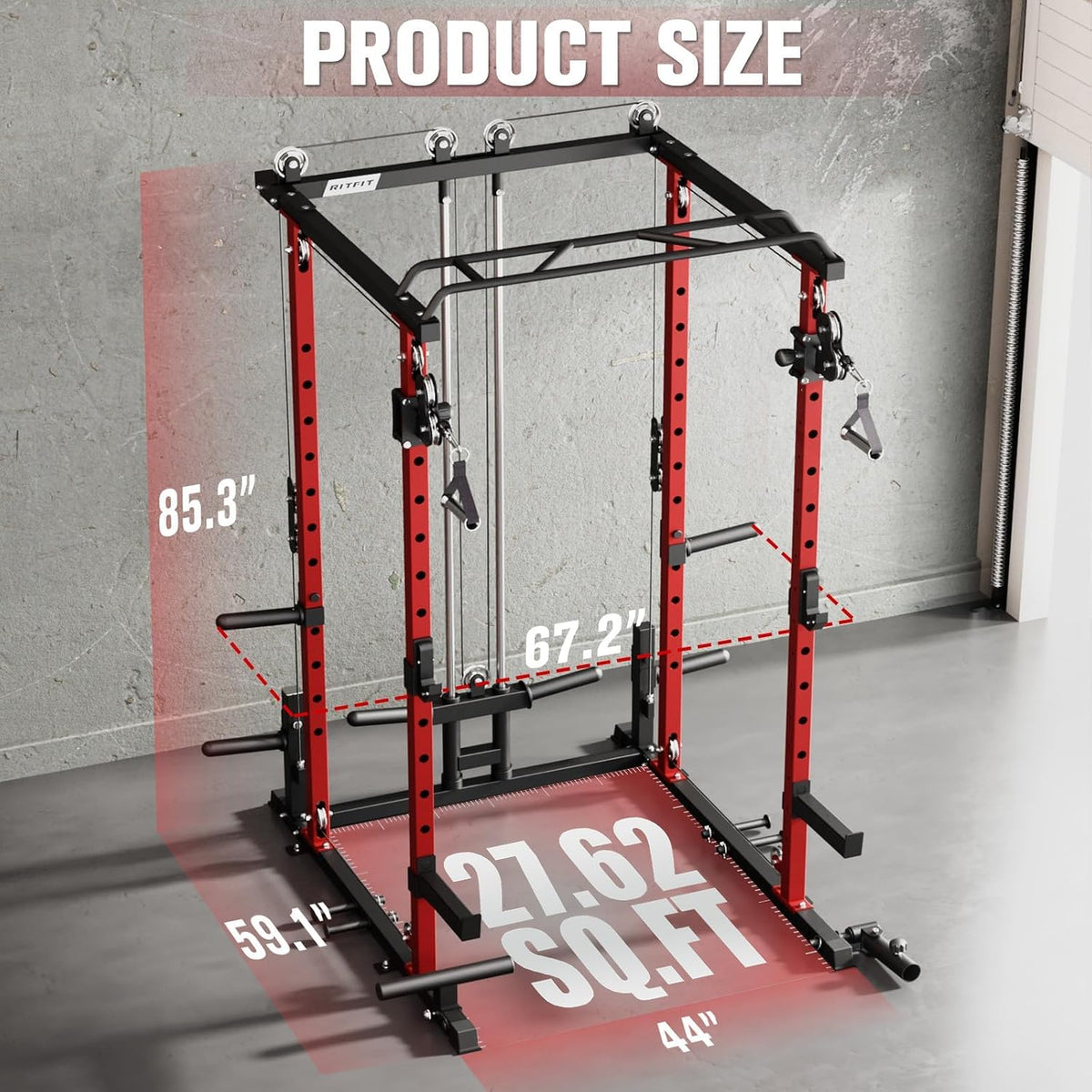 Power Cage Home Gym Package with Cable Crossover System | 1200LBS Power Rack, Weight Bench, Olympic Barbell & 230LBS Bumper Plates — All-In-One Home Gym